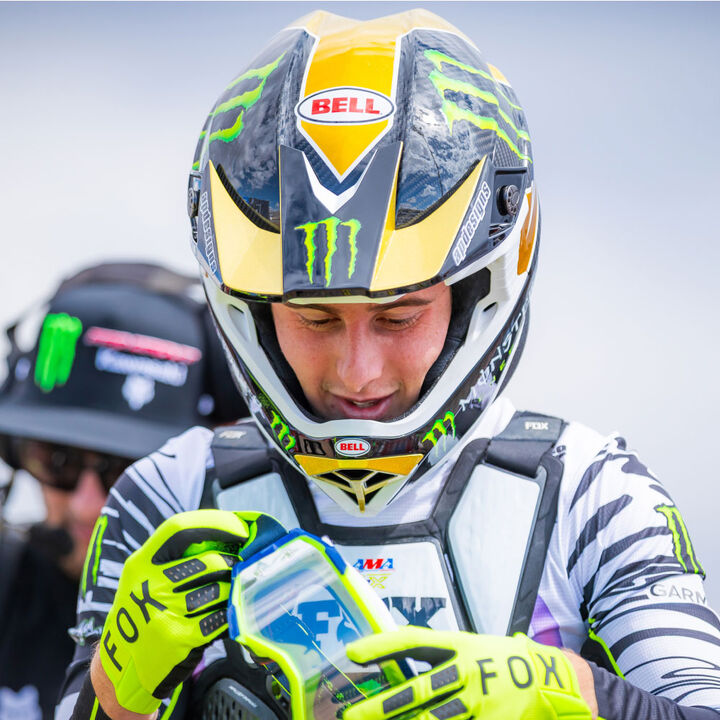 Levi Kitchen putting on goggles