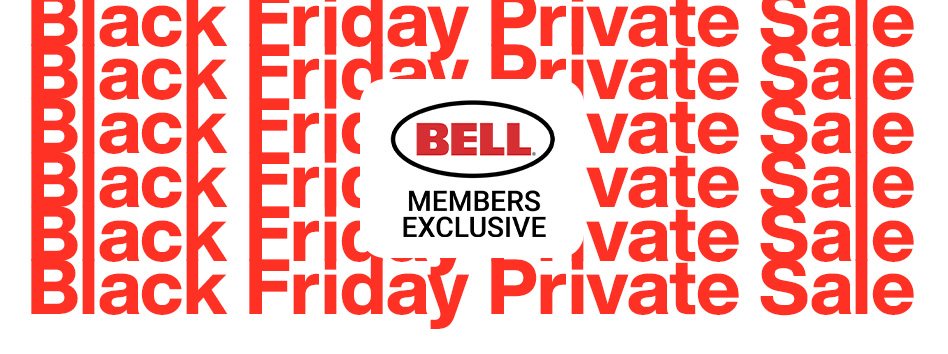Animated image with a moto and bike rider that announces the launch of the Bell Helmets Black Friday Private Sale. There is text on the image saying Private Sale Black Friday Members Exclusive.